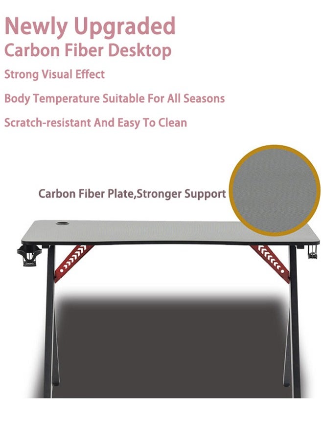 LEXIN Gaming Desk -With Carbon Fiber Surface, Headphone Hook, and Cup Holder.  - Image 4