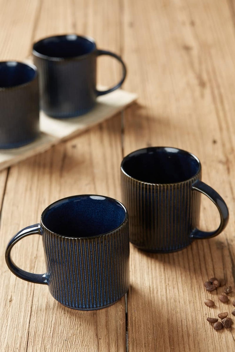 famiware Coffee Mug Set for 4 Star 12 oz Catering Mugs Cup Set with Handle for Coffee Tea Cocoa Milk  Ceramic Stoneware Drinkware Set Nebulas Blue - Image 3