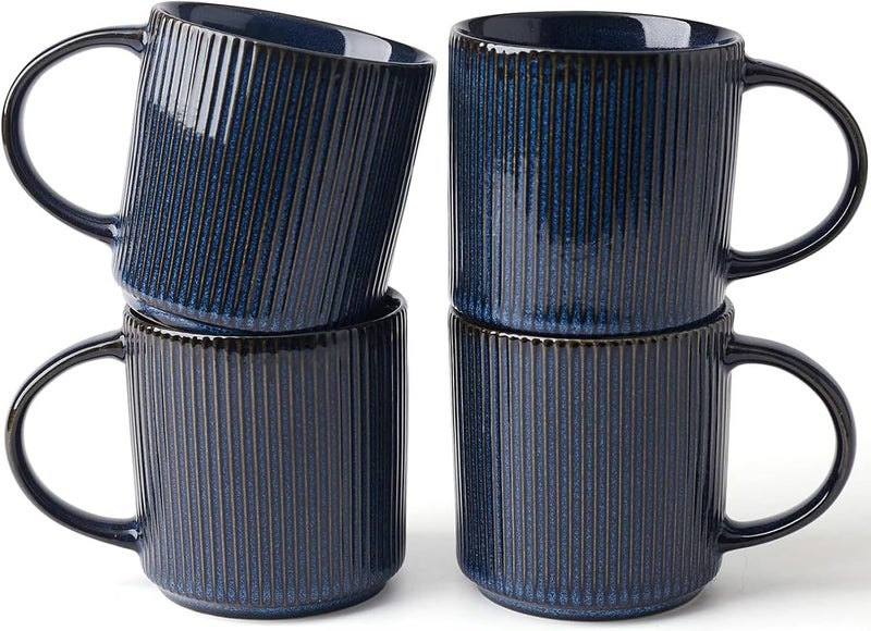 famiware Coffee Mug Set for 4 Star 12 oz Catering Mugs Cup Set with Handle for Coffee Tea Cocoa Milk  Ceramic Stoneware Drinkware Set Nebulas Blue - Image 1