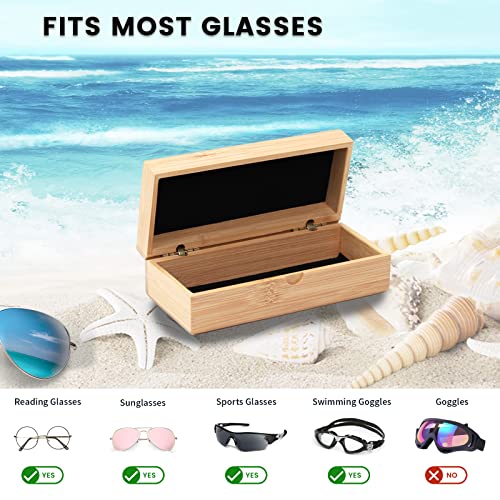 molshine Sunglasses Case,Bamboo Wood Box for Eyeglasses,Eyewear Case(Glasses is Not Included) (Cuboid-Bamboo Color) - Image 4