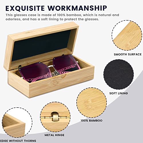 molshine Sunglasses Case,Bamboo Wood Box for Eyeglasses,Eyewear Case(Glasses is Not Included) (Cuboid-Bamboo Color) - Image 3