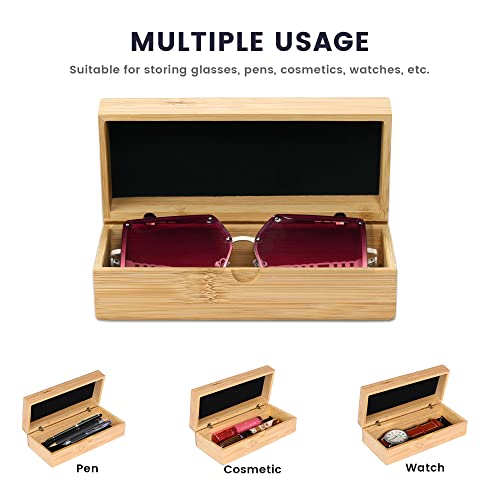 molshine Sunglasses Case,Bamboo Wood Box for Eyeglasses,Eyewear Case(Glasses is Not Included) (Cuboid-Bamboo Color) - Image 5