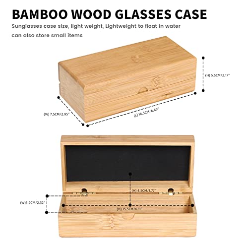 molshine Sunglasses Case,Bamboo Wood Box for Eyeglasses,Eyewear Case(Glasses is Not Included) (Cuboid-Bamboo Color) - Image 2