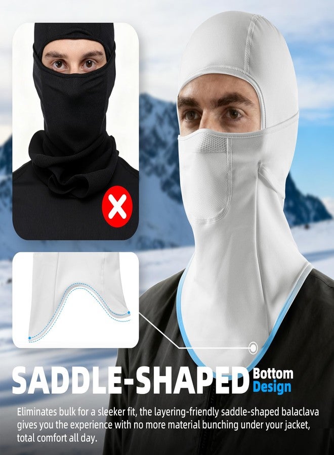 MVPTOO Balaclava Ski Mask for Winter Thermal Windproof Warm Face Mask for Cold Weather Outdoor Sports, Black + White, One size - Image 4