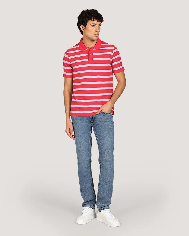GANT Striped Short Sleeve Polo Shirt
