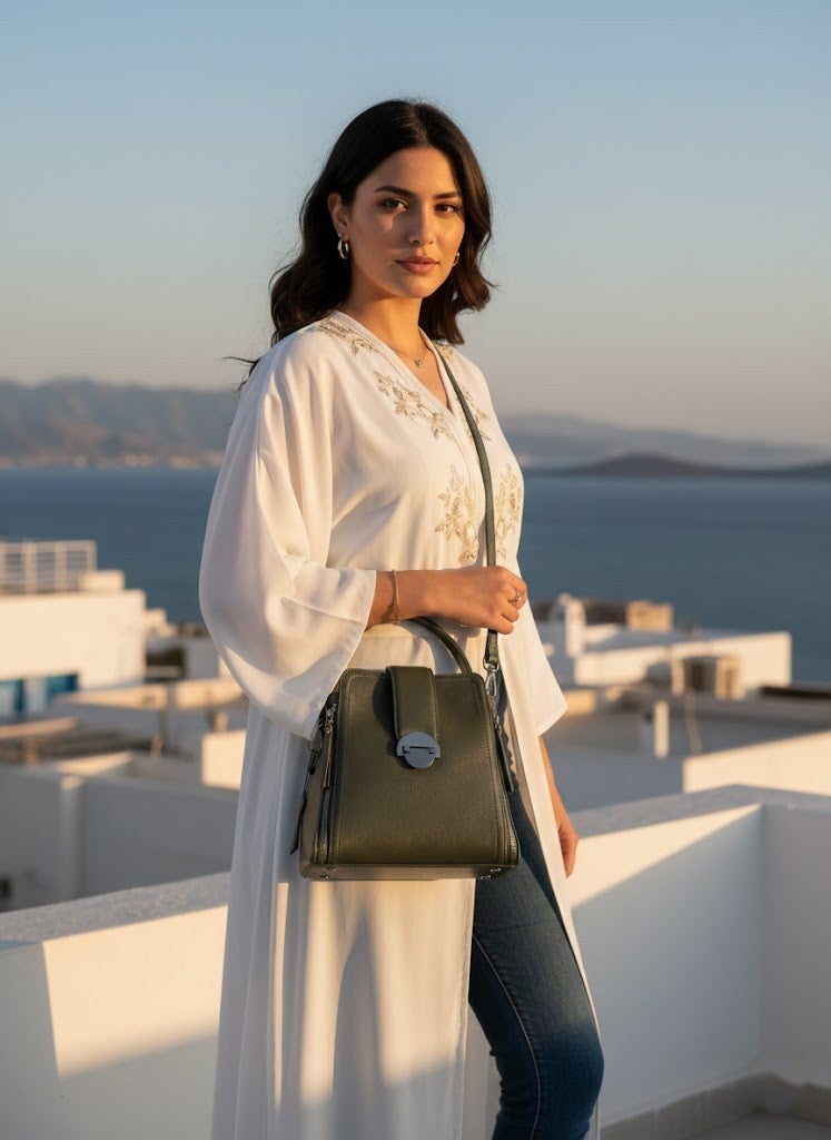 Chic Olive Green Women's Handbag with Shoulder Strap - Image 3