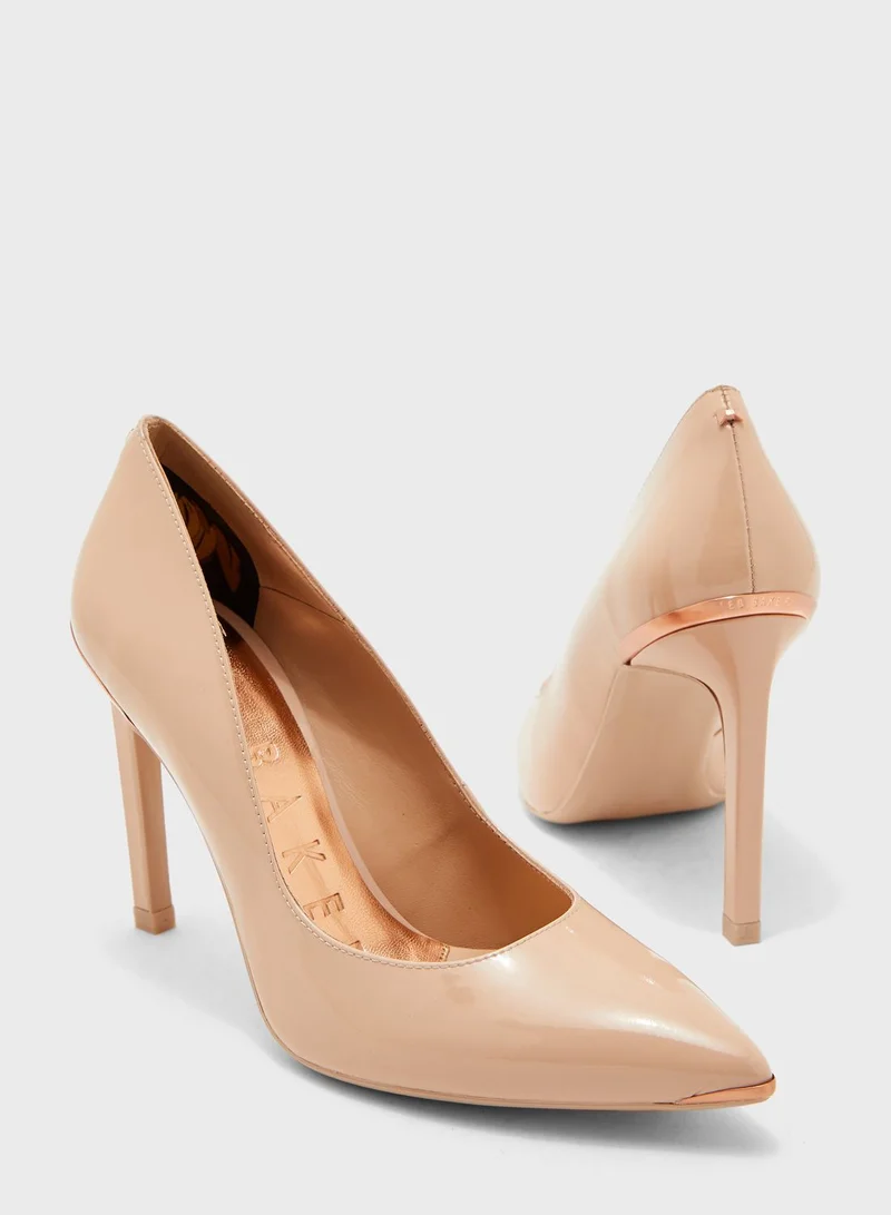 Ted Baker Melnil High Heel Patent Leather Pump - Nude-Pink