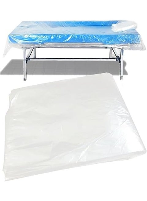 Pack of 90 Plastic Disposable Fitted Sheets for Massage Tables, Transparent Massage Sheet Cover, Waterproof Oil-Resistant Bed Sheet Disposable Massage Table Bed Sheet (120 x 220 cm - 90 Pieces)