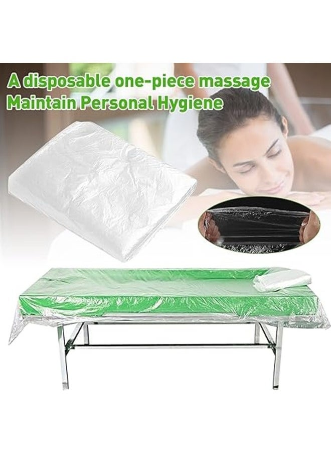 Pack of 90 Plastic Disposable Fitted Sheets for Massage Tables, Transparent Massage Sheet Cover, Waterproof Oil-Resistant Bed Sheet Disposable Massage Table Bed Sheet (120 x 220 cm - 90 Pieces)