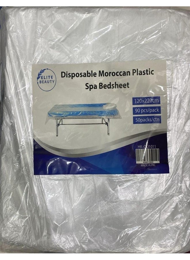 Pack of 90 Plastic Disposable Fitted Sheets for Massage Tables, Transparent Massage Sheet Cover, Waterproof Oil-Resistant Bed Sheet Disposable Massage Table Bed Sheet (120 x 220 cm - 90 Pieces)