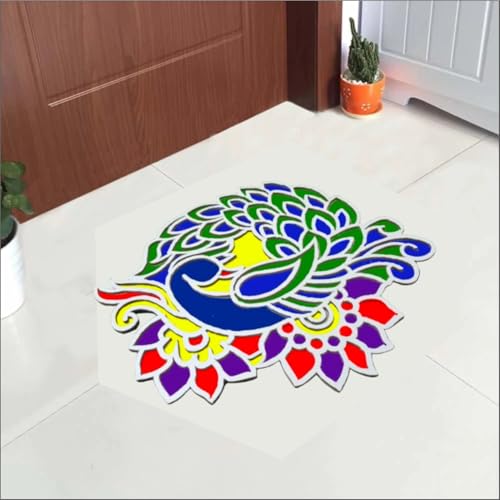 Picrazee Ready Rangoli Stencil Mats Easy to Use, Easy to Fill Rangoli Boards, Reusable Island Portable, Diwali Decoration for Home Office (11.7 inch) (D4) - Image 2
