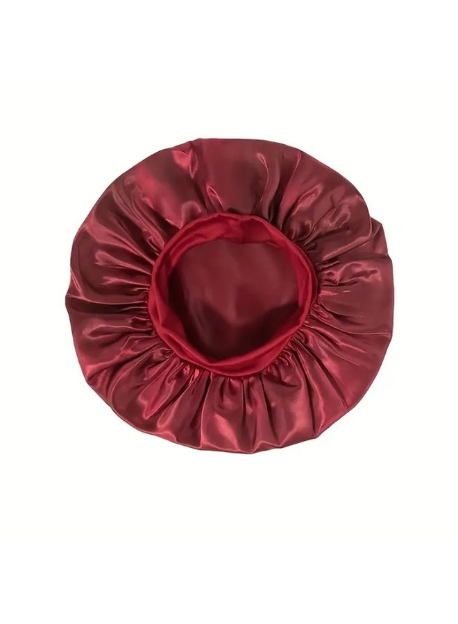 م اكس م قبعة من الحرير الساتان للنساء (عبوة من 3 قطع) وشاح ناعم مزدوج الجوانب للشعر المجعد وقبعة غطاء للرأس للنوم - قبعة نوم ناعمة ومريحة للعناية بالشعر وحمايته مقاس واحد (عبوة-أ) - Image 4
