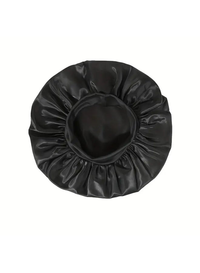 م اكس م قبعة من الحرير الساتان للنساء (عبوة من 3 قطع) وشاح ناعم مزدوج الجوانب للشعر المجعد وقبعة غطاء للرأس للنوم - قبعة نوم ناعمة ومريحة للعناية بالشعر وحمايته مقاس واحد (عبوة-أ) - Image 3