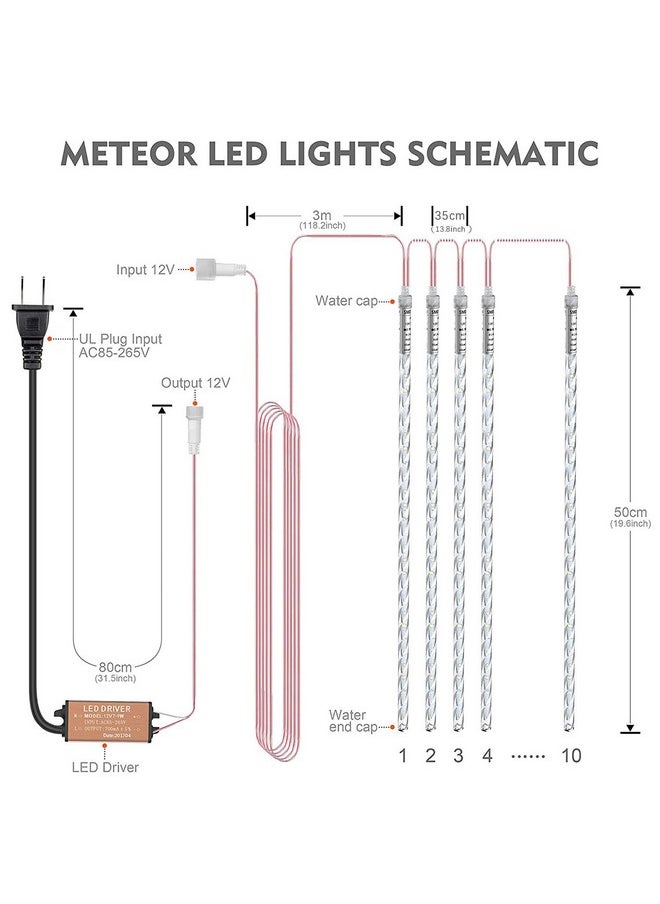 Upgraded Meteor Shower Lights, 19.68 Inch 10 Tubes 540 Leds Outdoor Icicle Christmas Lights, Waterproof Falling Rain Lights For Tree Holiday Porch Yard Patio Roof Party Decoration (Blue) - pzsku/Z3C90890501F85D8F8B59Z/45/_/1735214382/2dc8ec2a-3566-4c88-bccf-7735b4f00909