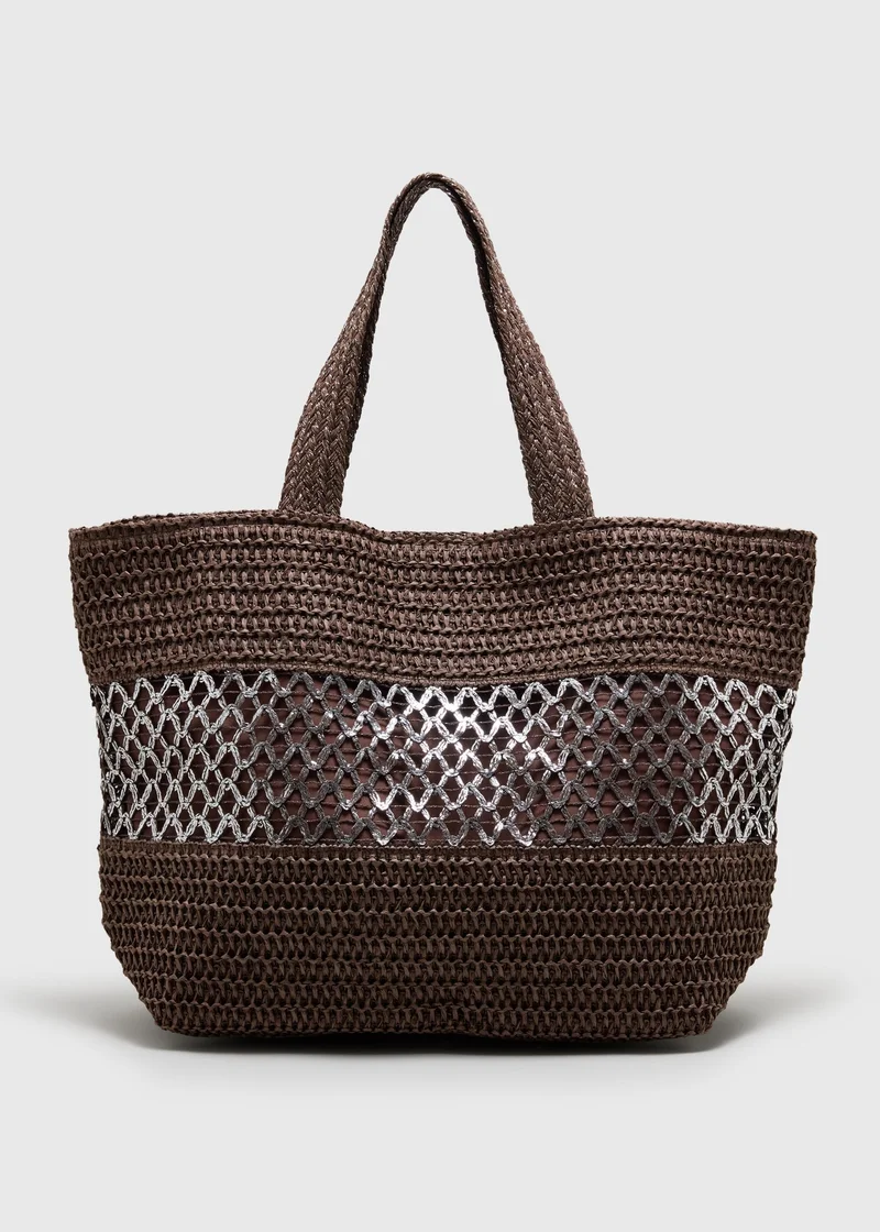 ماتلان Chocolate Brown Trim Beach Bag