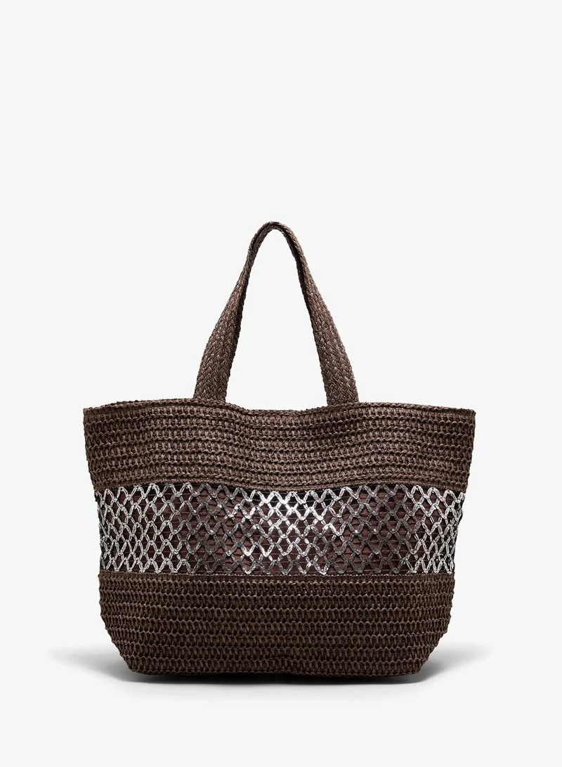 Matalan Chocolate Brown Trim Beach Bag