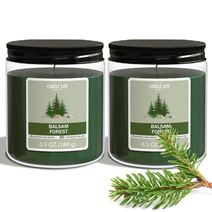 CandleLite Balsam Forest Scented Candles Set Aromatherapy 2 Pack 65 oz SingleWick Jar 40 Hours of Burn Time Perfect for Gifting and Celebration Individual Box