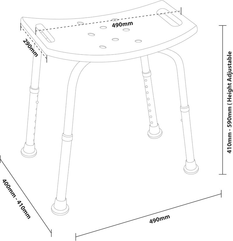 Aidapt Height Adjustable Shower and Bath Stool with Anti slip Feet Easy Clean Surface and Hand Grip to Aid Stability For Users Who are Elderly Disabled Pregnant or Unsteady on their Feet - Image 4