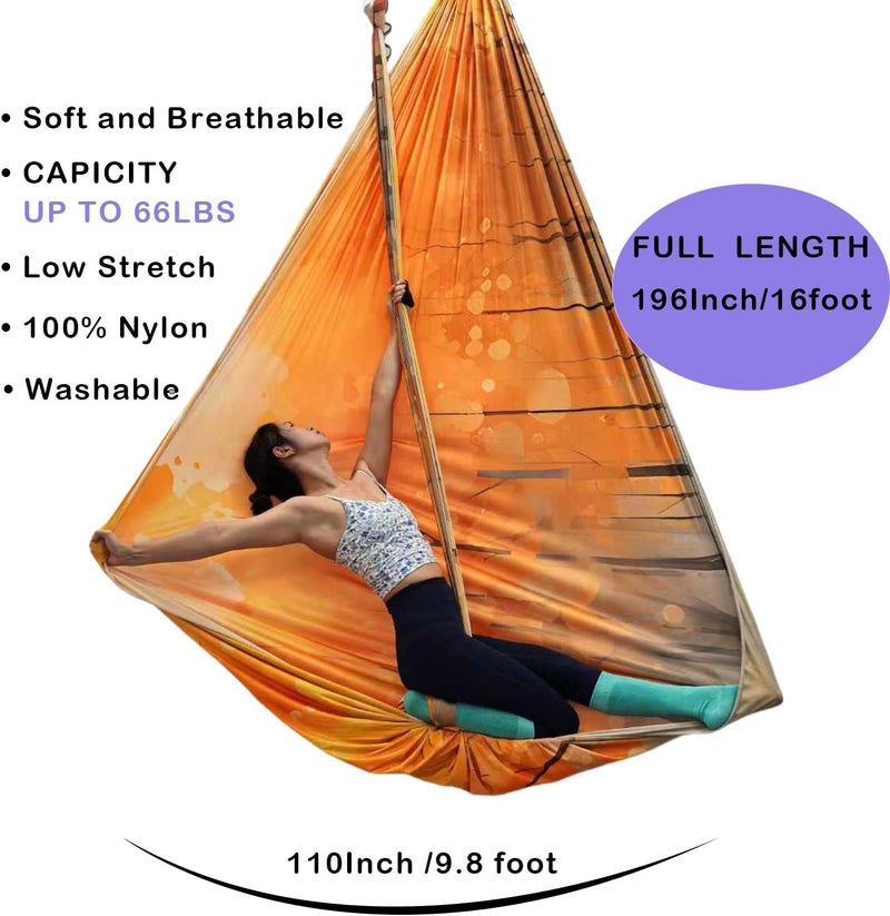 Flife Aerial Yoga Hammock kit- Yoga Swing Multicolor 5 yards-Flying Yoga Include Daisy Chain,Carabiner and Pose Guide - Image 2