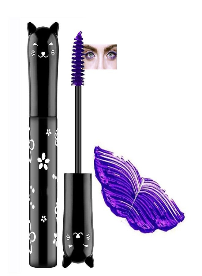 Easilydays 6 Colors Colored Waterproof Mascara for Eyelashes Set, Colorful Mascara Long Lasting Thick Mascara Rainbow Color Fiber Charming Mascara Makeup, Cosplay Brown White Black Pink Purple Blue Eye Lashes Party Stage Use (#03 Purple) - Image 1