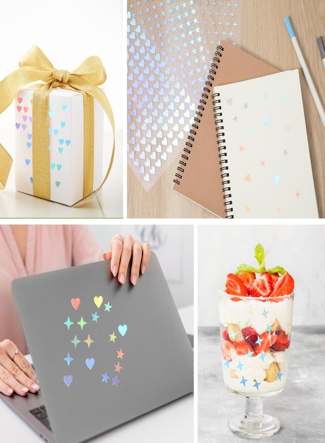 Ymapinc 1350 Pcs Tiny Star Stickers, Heart Stickers Self-Adhesive Mini Holographic Sticker for Reward, 9 Sheets Star Heart Sticker for School Planner, Behavior Chart, Home Decoration - Image 4