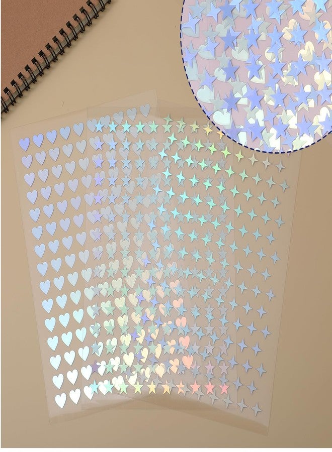 Ymapinc 1350 Pcs Tiny Star Stickers, Heart Stickers Self-Adhesive Mini Holographic Sticker for Reward, 9 Sheets Star Heart Sticker for School Planner, Behavior Chart, Home Decoration - Image 3