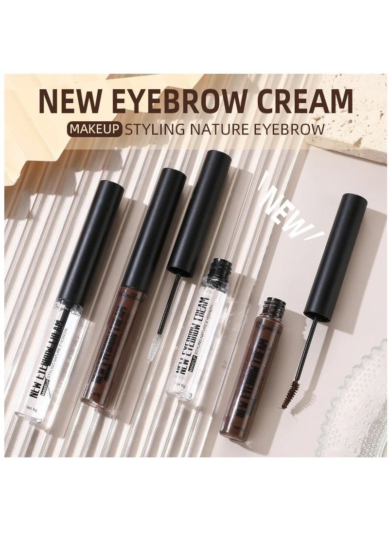 Dragon Ranee - Eyebrow Shaping Cream Set Waterproof Long Lasting Brows Styling Gel for Natural Brows Clear and Coffee 4g x 2 - Image 1