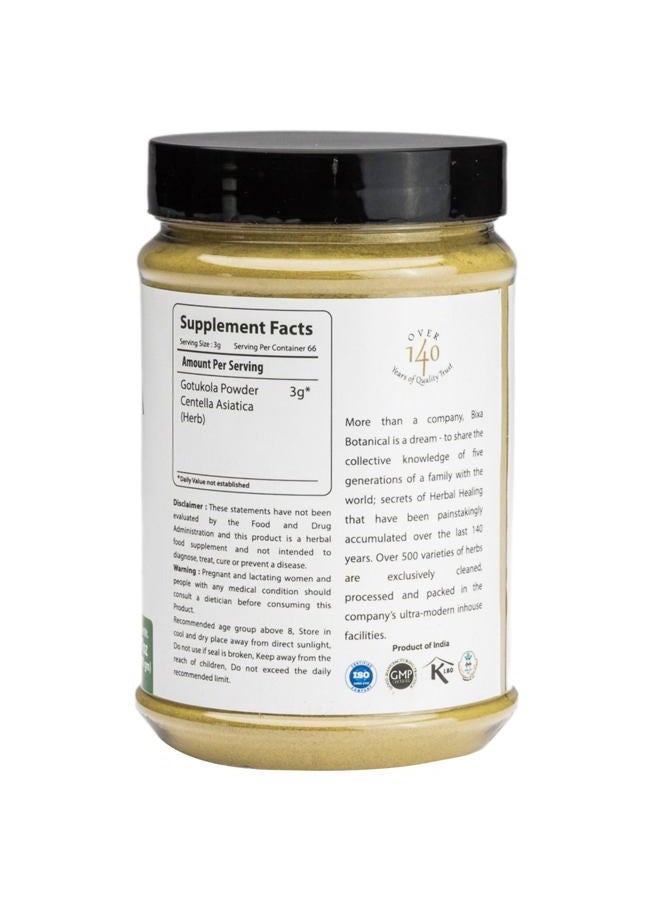bixa BOTANICAL Ayurvedic Natural Herbal Supplement Gotu Kola Powder Pure Authentic Premium Quality (Centella Asiatica)| Improve Overall Health | Natural Herbal Supplement (7 Ounce (Pack of 1)) - Image 3