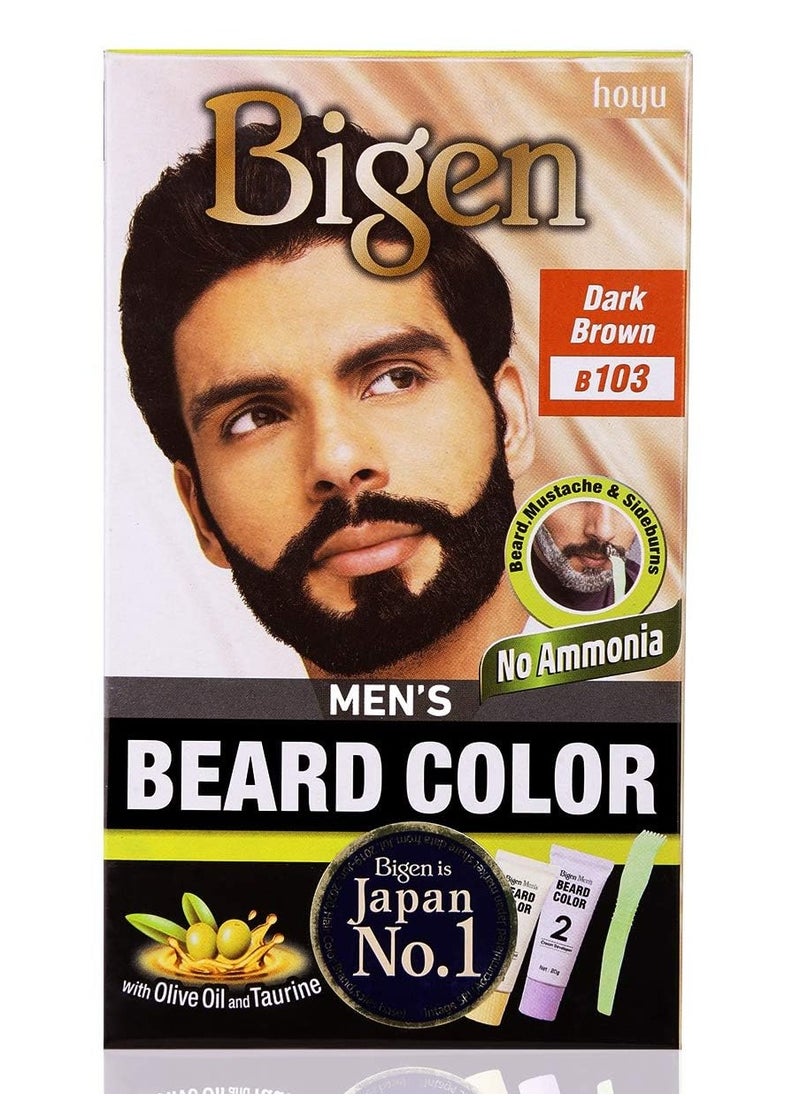 Bigen - Bigen Men's Beard Colour | No Ammonia Formula with Aloe Extract & Olive Oil - 103 Dark Brown - Image 1