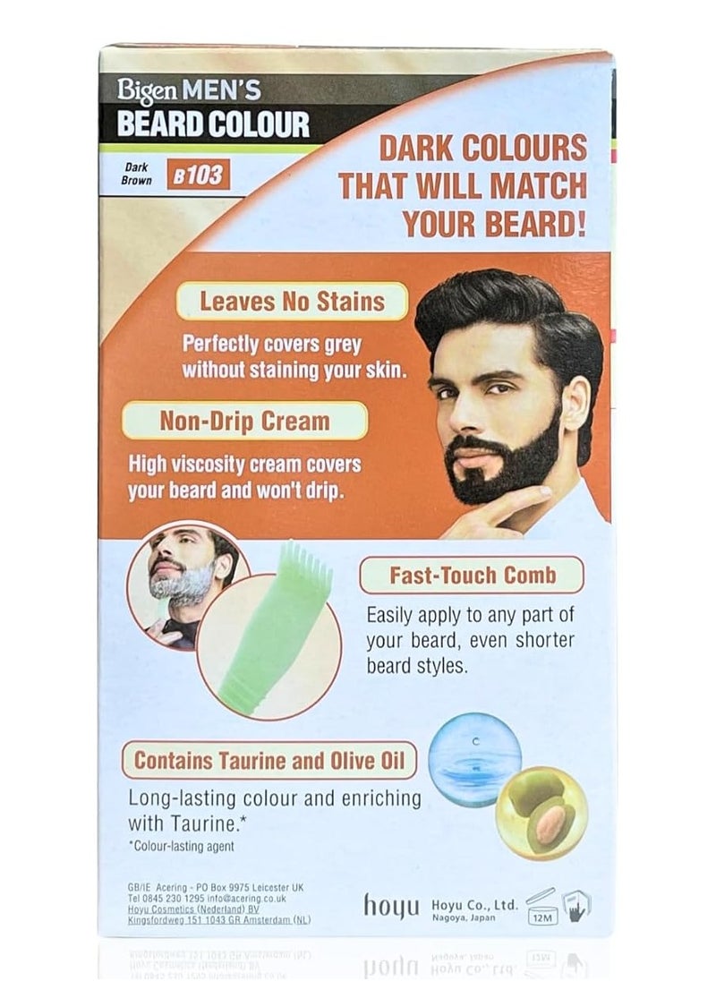 Bigen - Bigen Men's Beard Colour | No Ammonia Formula with Aloe Extract & Olive Oil - 103 Dark Brown - Image 1