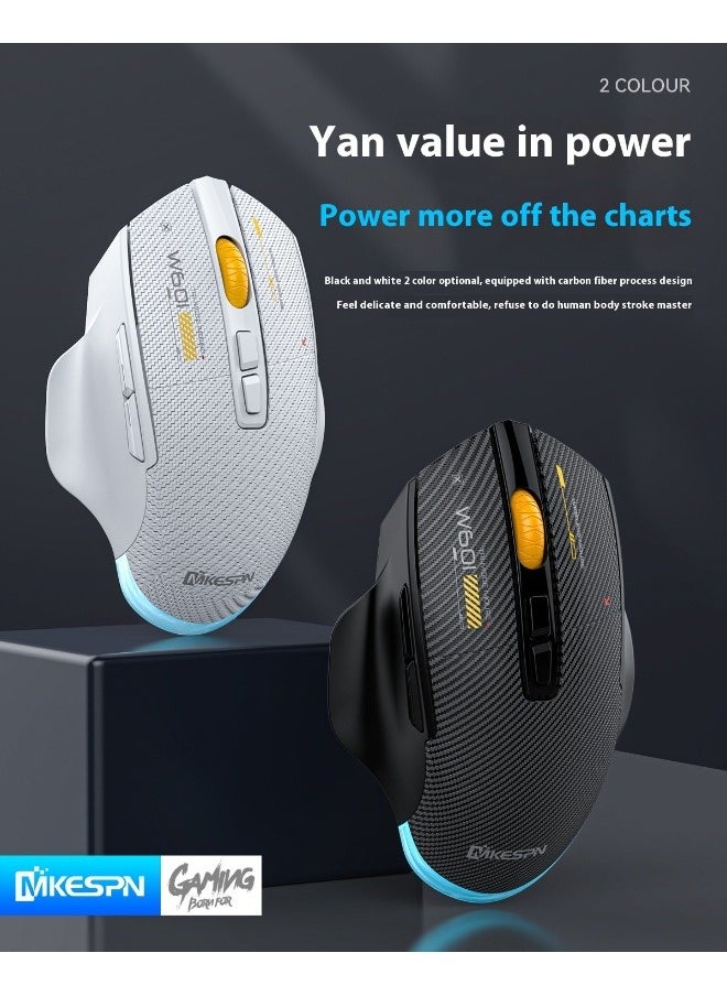 Tri-Mode Wireless Gaming Mouse – 12800DPI Adjustable, Carbon Fiber Lightweight Design, Type-C Fast Charging, Silent Clicks, Programmable Macros, Ideal for Gaming, Office, and Travel – Bluetooth/2.4G