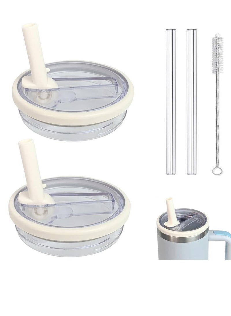 Stanley - 40 oz Leak Proof Flip Straw Lid for Stanley Tumbler, 2 Pack,Beige - Image 1