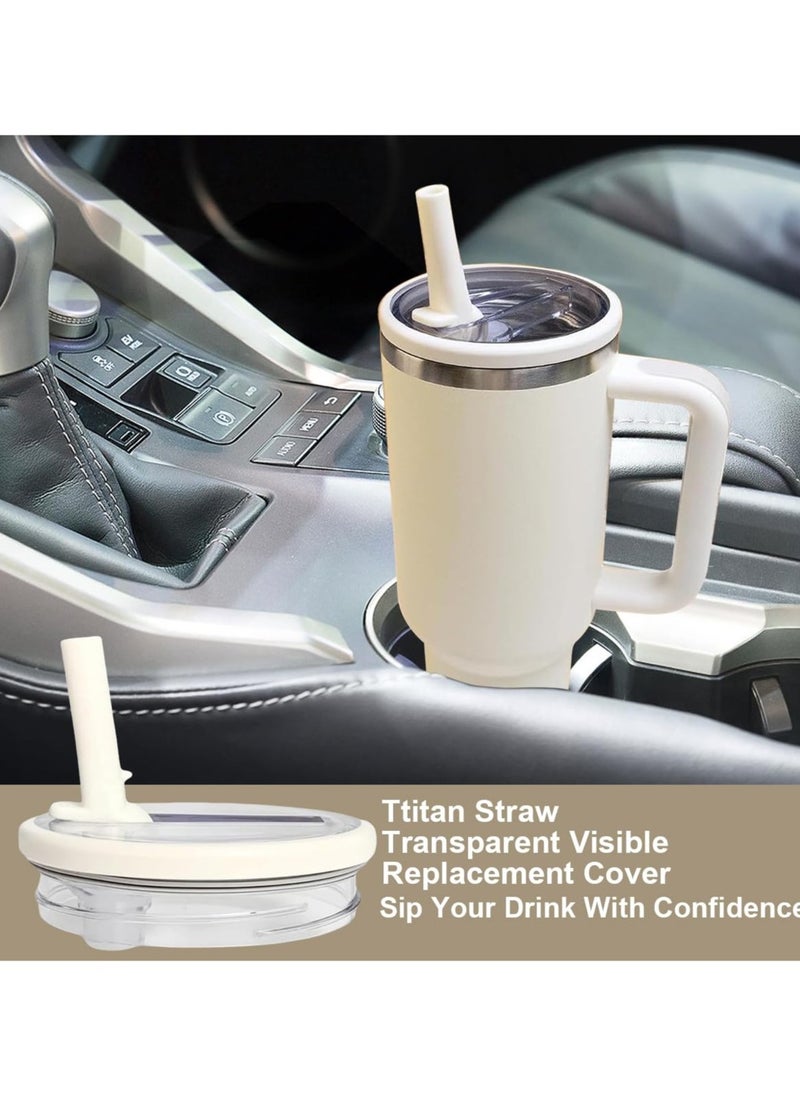 Stanley - 40 oz Leak Proof Flip Straw Lid for Stanley Tumbler, 2 Pack,Beige - Image 1