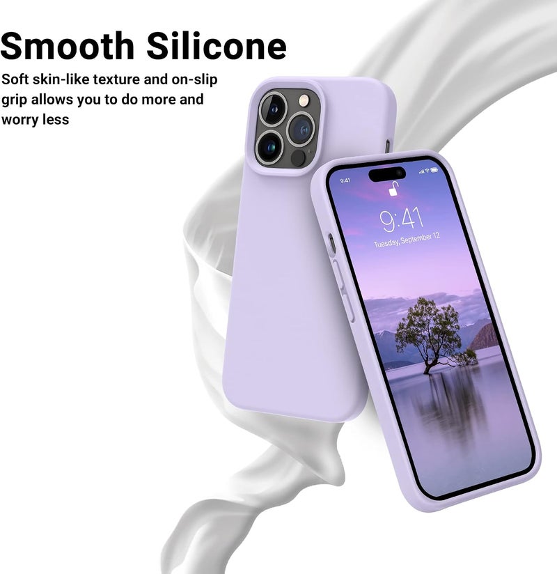 اوتوفلاي مصممة لحافظة iPhone 14 Pro، حافظة سيليكون رفيعة ونحيفة مضادة للصدمات لهاتف iPhone 14 Pro مقاس 6.1 بوصة (موف سحابي) - Image 3