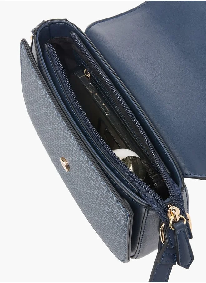 سيليست Women's Monogram Print Crossbody Bag with Adjustable Strap and Flap Closure