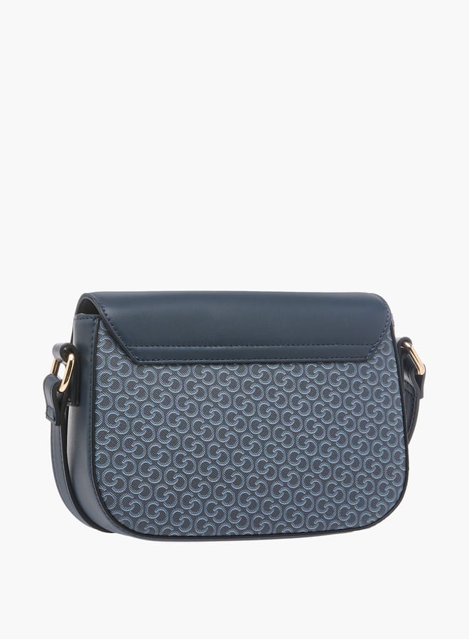 Celeste Women's Monogram Print Crossbody Bag with Adjustable Strap and Flap Closure  - Image 3