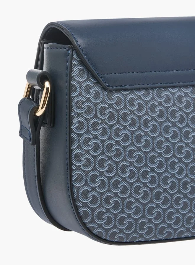 Celeste Women's Monogram Print Crossbody Bag with Adjustable Strap and Flap Closure