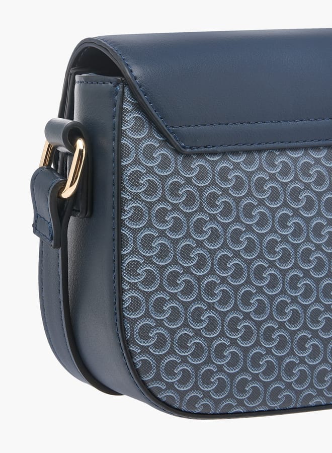 Celeste Women's Monogram Print Crossbody Bag with Adjustable Strap and Flap Closure  - Image 5
