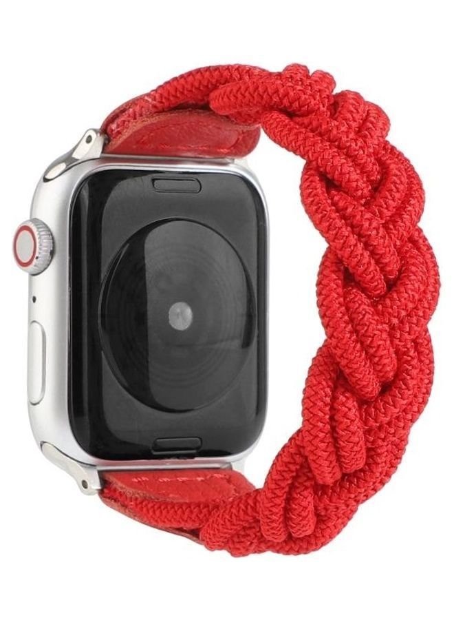 NIBEMINENT Elastic Woven Watchband For Apple Watch Series 1/2/3/4/5/6/7/SE 42-44-45mm Red - Image 1
