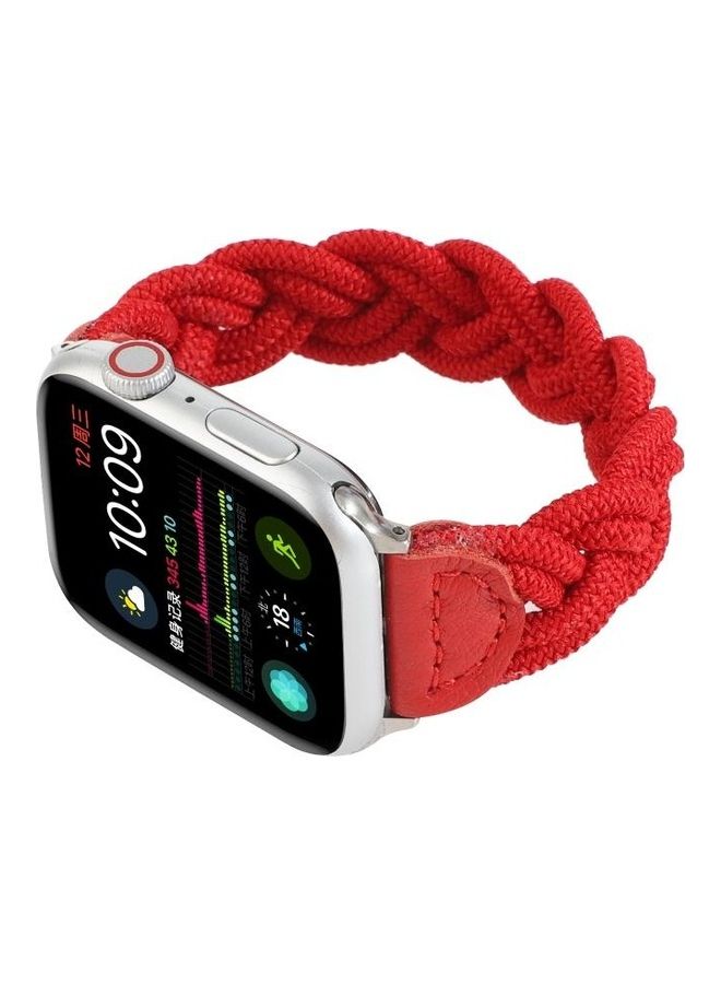 NIBEMINENT Elastic Woven Watchband For Apple Watch Series 1/2/3/4/5/6/7/SE 42-44-45mm Red - Image 4