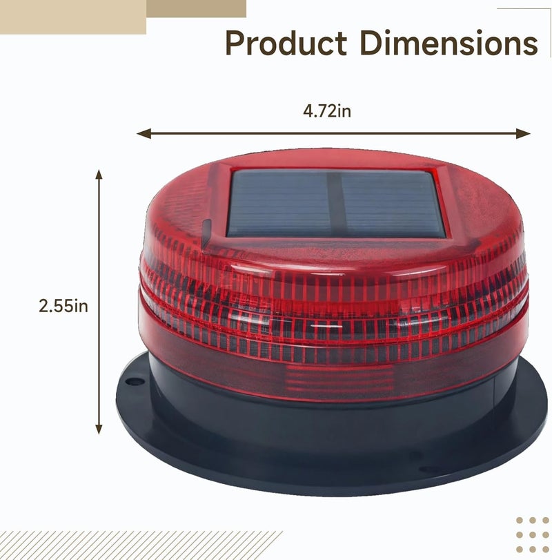 Led Warning, Night Safety, Abs Material, Light for Construction Vehicles, High-Efficiency Monocrystalline, Solar, in Orange, Red, Blue, Green, 12 X 12 X 6.5 Cm - Image 4