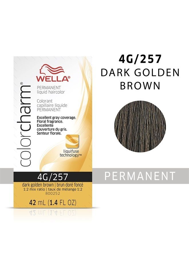 WELLA Color Charm صبغة شعر سائلة دائمة لتغطية الشيب، 4G بني ذهبي داكن - Image 2