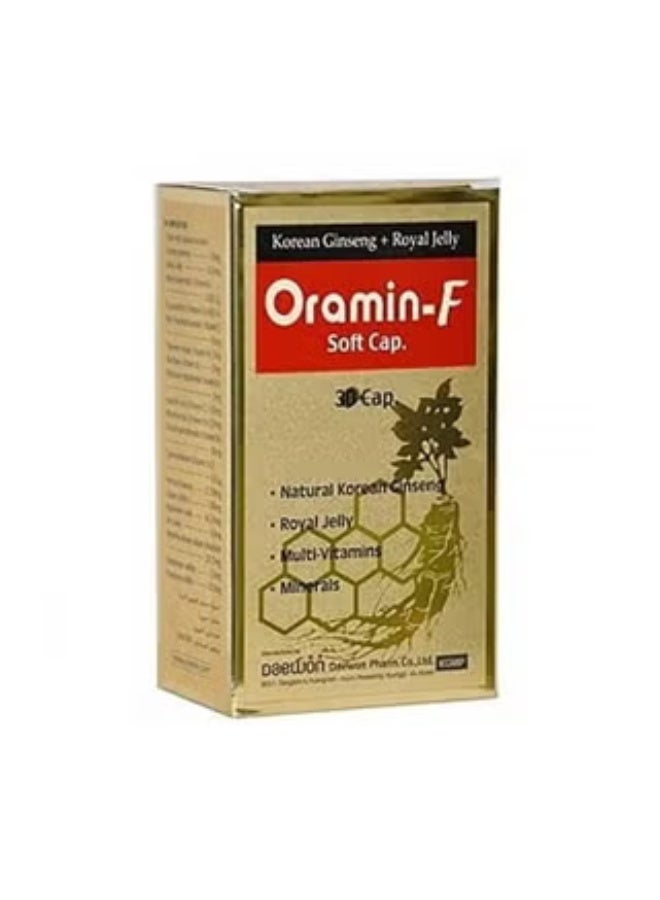 Oramin-F Multivitamins with Korean Ginseng & Royal Jelly Soft Capsules | Energy & Vitality Support | 30 Soft Capsules
