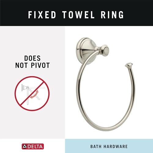 Delta Cassidy 1Pack Hand Towel Holder Brilliance Stainless Steel Towel Racks for Bathroom Wall Round Towel Ring Holder for Bath Towel Hanger for Kitchen Bathroom Accessories 79746SS - Image 3