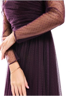House of Moda Gathered Bodice Puff Sleeve Maxi Dress in Flocked Mesh by Styli  - Image 4