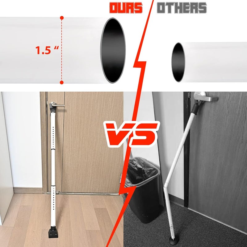 2 Pack 2-in-1 Door Security Bar & Sliding Patio 28″ Door Stopper Security Jammer Bar Child Proof Adjustable Constructed of High Grade Iron Window Doors Security Bars, White