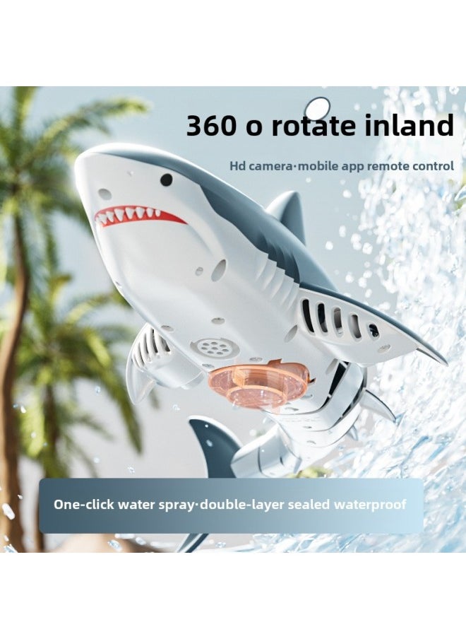 Generic - Remote Control Shark Boat Camera Bionic Electric Water Jet Megalodon Simulation Rocking Fish Children's Summer Toys-Color:S6 Remote Control Shark-water Spray With Light [english Sealed Color Box]-Specifications:Three Sets Of Batteries - Image 1