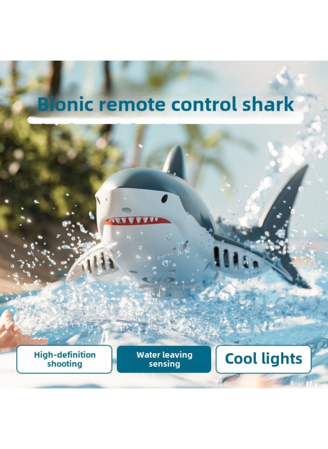 Generic - Remote Control Shark Boat Camera Bionic Electric Water Jet Megalodon Simulation Rocking Fish Children's Summer Toys-Color:S6 Remote Control Shark-water Spray With Light [english Sealed Color Box]-Specifications:Three Sets Of Batteries - Image 1