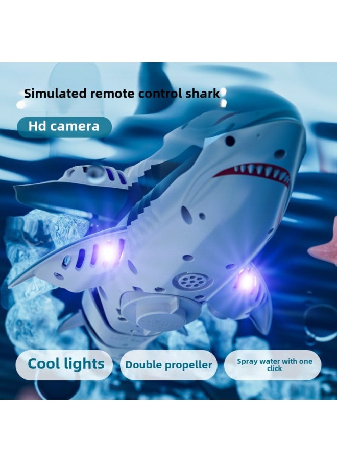 Generic - Remote Control Shark Boat Camera Bionic Electric Water Jet Megalodon Simulation Rocking Fish Children's Summer Toys-Color:S6 Remote Control Shark-water Spray With Light [english Sealed Color Box]-Specifications:Three Sets Of Batteries - Image 1