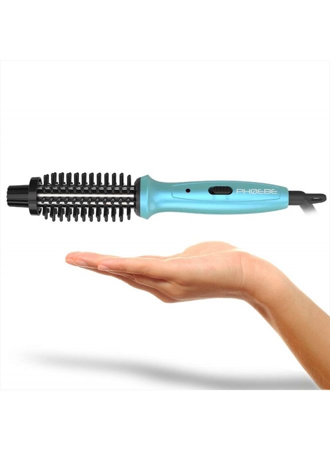 PHOEBE مكواة تجعيد صغيرة فويبي 3/4 بوصة ذات جهد مزدوج مع فرشاة سيراميك تورمالين أيوني ساخن مع حقيبة سفر لأوروبا، احترافية، للسفر للشعر القصير - Image 1